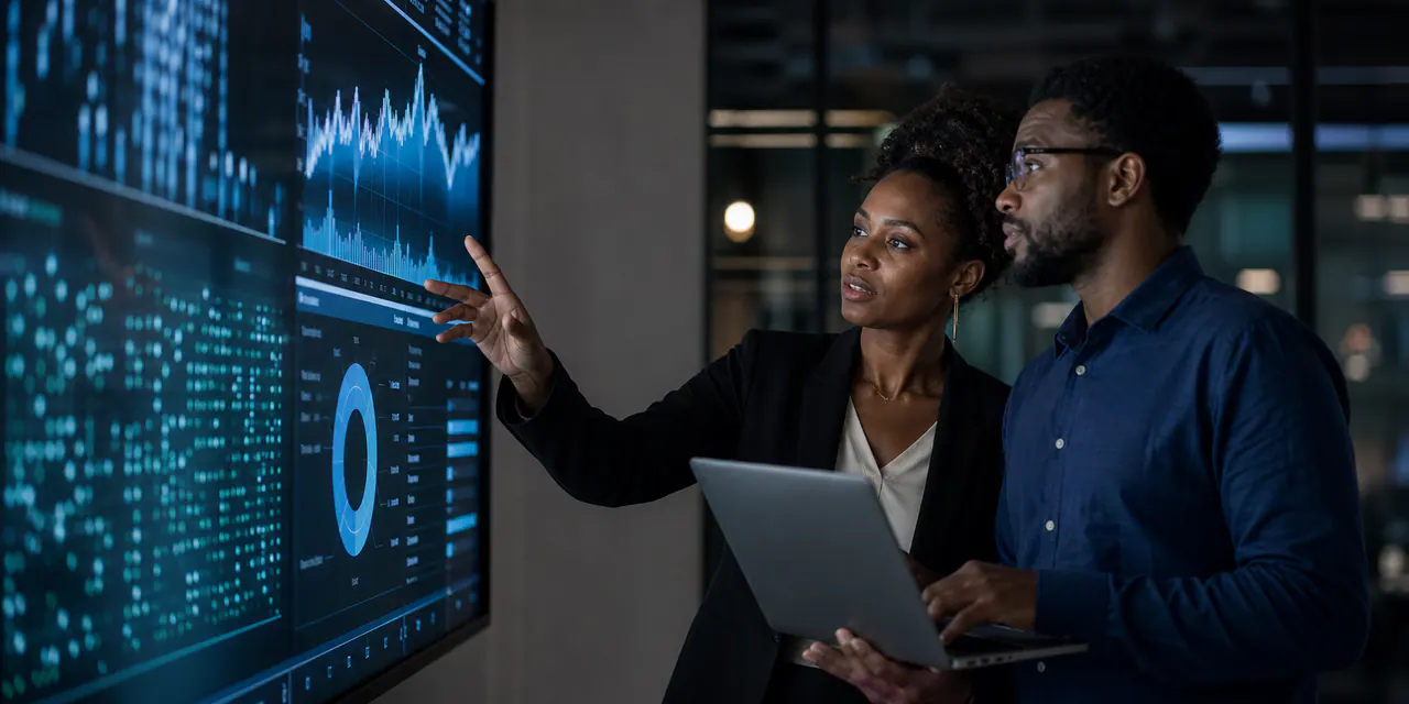 African AI and data professionals collaborating in an analytics studio