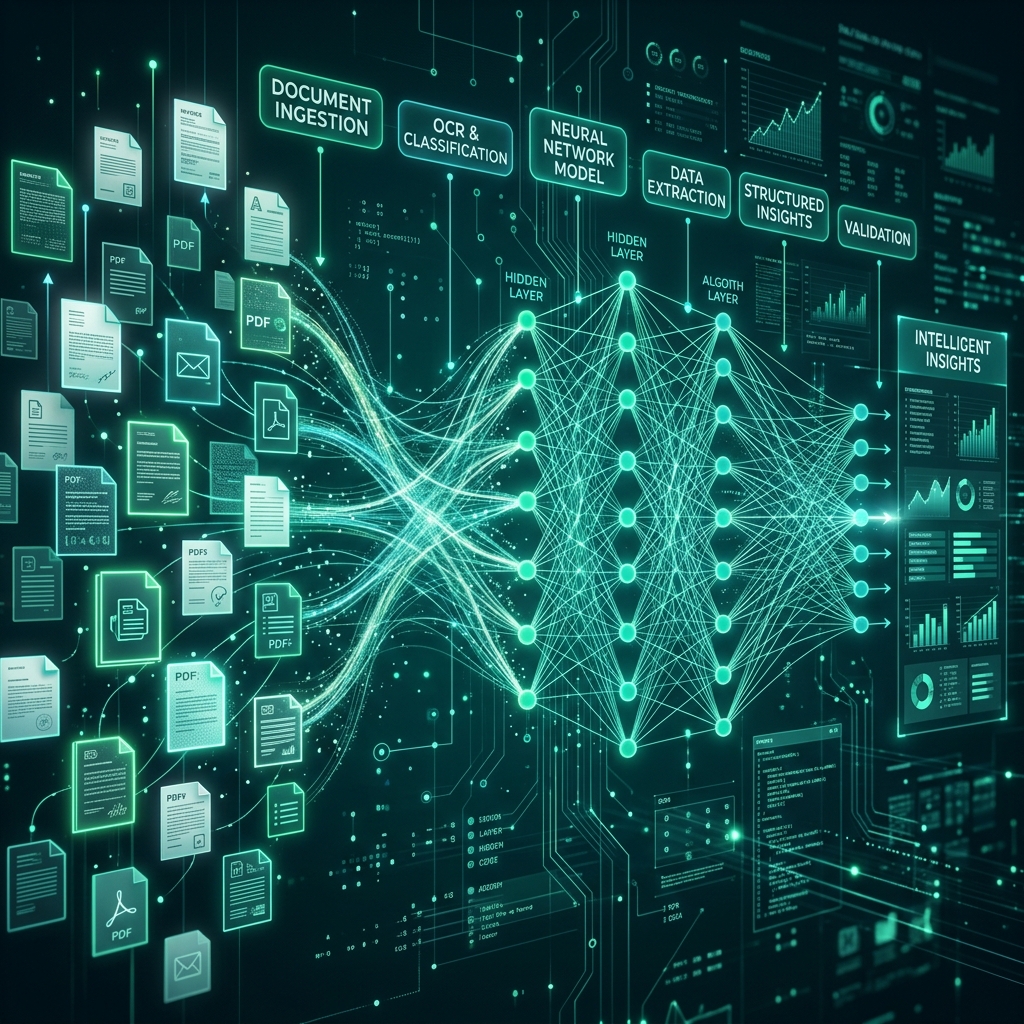 Data analytics dashboard with emerald green visualizations