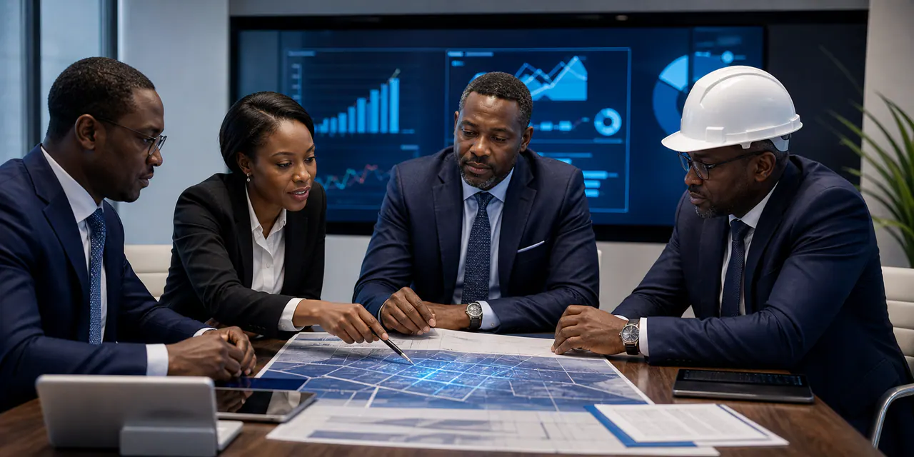 African executives reviewing a digital infrastructure plan